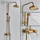 GobekUsa Brass Handheld Rainfall Shower Wall-mounted Hot Cold Water Mixer System