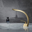 GobekUsa Brushed Gold Basin Mixer Tap Single Handle Hot Cold Waterfall Faucet