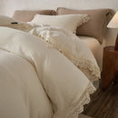 GobekUsa Lace Edge Cotton Bedding Set for Soft Skin with Duvet, Sheets, and Pillowcases