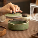 GobekUsa Ceramic Ashtray with Lid - Stylish Smoking Accessories for Home and Office