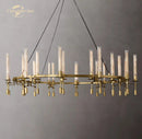GobekUsa LED Round Glass Chandelier for Living Dining Room Lighting