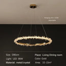 GobekUsa Golden Round Crystal Chandelier | Nordic Luxury LED Halo Chandelier for Living Room