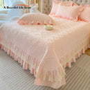GobekUsa Lace Ruffles Quilted Bedspread Set with Pillowcases