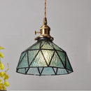 GobekUsa Blue Glass LED Pendant Light Fixture with Adjustable Copper Knob Switch