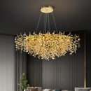 GobekUsa Golden Dendrite Crystal LED Ceiling Chandelier - Luxe Living Room Lighting