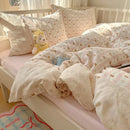 GobekUsa Lace Duvet Cover Bedding Set 4Pcs French Washed Cotton for Single Double Bed