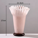 GobekUsa Lotus Leaf Edge Glass Vase: Table Flower Arrangement Room Decor Aesthetic