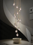 GobekUsa Crystal Stainless Steel Staircase LED Chandelier for Modern Luxury Interiors