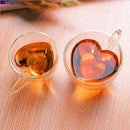 GobekUsa Heart Love Double Wall Glass Mug with Handle for Coffee Tea Milk Juice