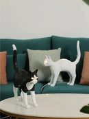 GobekUsa Black Cat Resin Table Lamp for Bedroom Office Dining Room