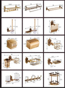 GobekUsa Bronze Carved Bath Accessories Set: Shelf, Towel Rack, Paper Holder, Toilet Brush Holder