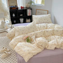 GobekUsa Lavender Lace Bedding Set: Single Queen Size Duvet, Sheet, Pillowcases