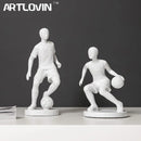 GobekUsa Abstract Sports Player Sculpture Set Grey/White Figurines Home Decor