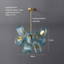 GobekUsa Blue Glass Luxury Brass Ceiling Pendant Light - Creative Flower Design