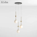 GobekUsa Gold Glass Chandelier 3-Head Lamp Fixture for Living & Dining Room