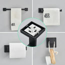 GobekUsa Black Bathroom Hardware Set: Robe Hook, Towel Rail, Shelf, Tissue Holder