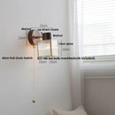 GobekUsa Clear Glass LED Wall Sconce Walnut Wood Bedroom Living Room Modern Fixture
