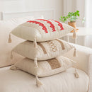 GobekUsa Boho Geometric Tassel Cushion Cover Cotton Linen Crochet Pillowcase