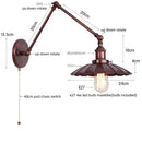 GobekUsa Gold LED Industrial Wall Lamp with Pull Chain Switch