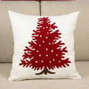GobekUsa Embroidered Christmas Tree Cushion Cover 45x45cm Green Red Square Pillow Cover