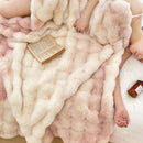 GobekUsa Gradient Pink Double Layer Faux Fur Winter Blanket