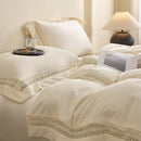 GobekUsa Cozy Velvet Lace Bedding Set: Duvet Cover, Sheet, Pillowcases - 4Pcs Warm & Stylish