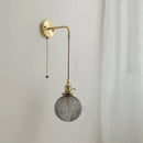 GobekUsa Glass Copper LED Wall Lights with Knob Switch, Modern Bedside Lamp