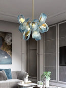GobekUsa Luxe Copper Leaf LED Ceiling Chandelier for Home, Bedroom, and Dining Room