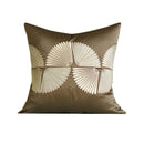 GobekUsa Dark Orange Geometric Petals Leather Patched Lumbar Pillow Cover Luxury Case