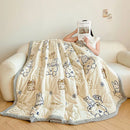 GobekUsa Cartoon Print Three-Layer Velvet Blanket for Cozy Winter Bedding