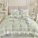 GobekUsa Korean Princess Lolita Bed 4-Piece Set in Solid Washed Cotton