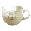 GobekUsa Bear Print Glass Coffee Mug with Handle for Home & Office