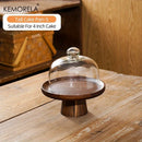 GobekUsa Japanese Wooden Cake Tray with Glass Lid | Kitchen Food Storage Box