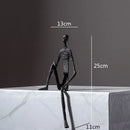 GobekUsa Abstract Metal Human Sculpture Cast Iron Black Person Desktop Ornament