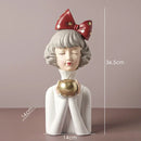 GobekUsa Bowknot Girl Resin Figurine | Home Room Decor & Wedding Gift