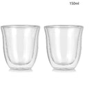 GobekUsa 5PCS Double Wall Glass Coffee Mugs Set, 150ml Insulated Cups for Bar Tea Juice