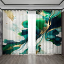 GobekUsa Green Marble Rod Pocket Curtains for Home Decoration