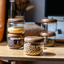 GobekUsa Acacia Wood Lid Clear Glass Storage Jar 300ml Dry Food Snacks Candy Spice Jar