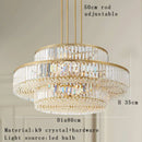GobekUsa Gold Crystal LED Multi-layer Pendant Lights for Living Room Bedroom Decoration