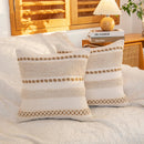 GobekUsa Geometric Tufted Cushion Cover with Handmade Tassels & Patchwork