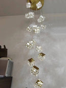 GobekUsa Crystal Modern Chandelier for Living Room Luxury Loft LED Lighting Staircase Chandelier