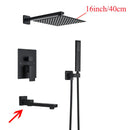 GobekUsa Black Wall Mounted Shower System with Handshower - 12/16 Inch Rainwater Faucet