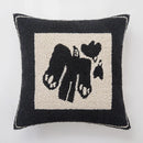 GobekUsa Geometric Embroidered Cushion Cover in Modern Beige and Black
