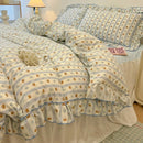 GobekUsa Lace Bedding Set: Printed Design, Single Queen Size, Cozy Quilt Cover, Fitted Sheet, 2 Pillowcases