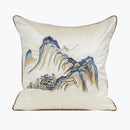 GobekUsa Chinese Ancient Art Chinoiserie Landscape Embroidered Lumbar Pillow Cover