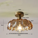 GobekUsa Green Flower Glass LED Ceiling Light Fixture - Nordic Modern Design