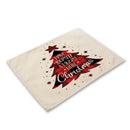GobekUsa Christmas Linen Dining Table Mats - Festive Home Decor with Santa Claus Print