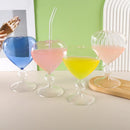 GobekUsa Heart Shaped Glass Mug Set for Couples - Cocktail, Tea, Coffee, Beer Glassware Drinkware