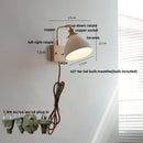 GobekUsa Globe Ceramic LED Wall Lights Walnut Wood Sconce Rotatable Bedside Lamp