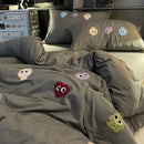 GobekUsa Cotton Cartoon Towel Embroidery Bedding Set: Quilt Cover, Bed Sheet, Pillowcases